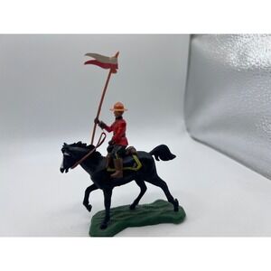 Vintage Canadian Mountie Britains LTD Police Mounted Horse W Flag Collectibles